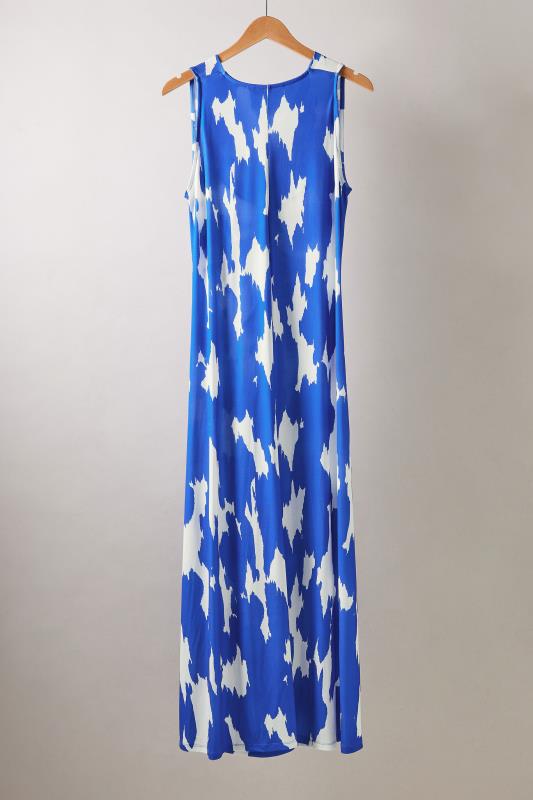 EVANS Plus Size Blue Abstract Print Twist Front Maxi Dress | Evans Clothing 6