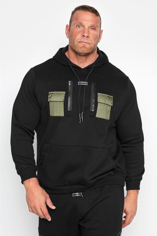  Grande Taille RELIGION Big & Tall Black Cargo Hoodie