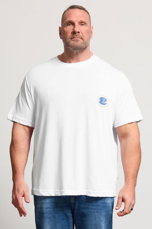 JACK & JONES Big & Tall White Printed Graphic T-Shirt | BadRhino 1