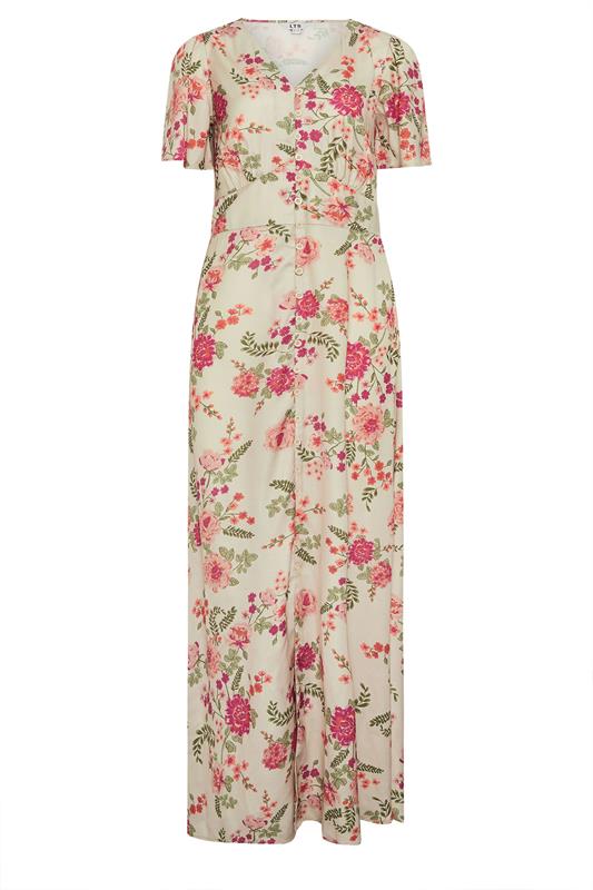 LTS Tall Women's Natural Brown Floral Satin Maxi Dress | Long Tall Sally 5