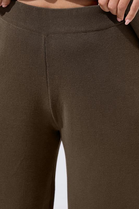 LIMITED COLLECTION Plus Size Chocolate Brown Knitted Trousers | Yours Clothing 4