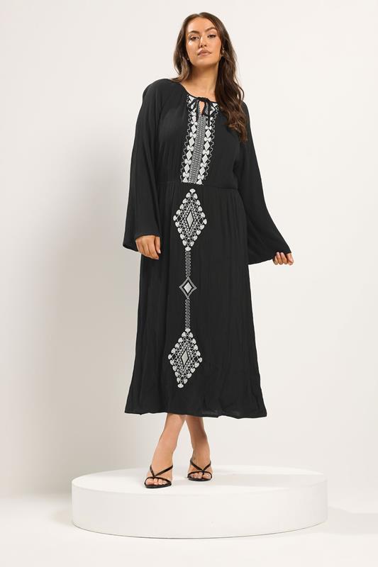 embroidered kaftan maxi dress Luxury Black Dubai Kaftan Maxi Dress with Gold Hand Embroidery
