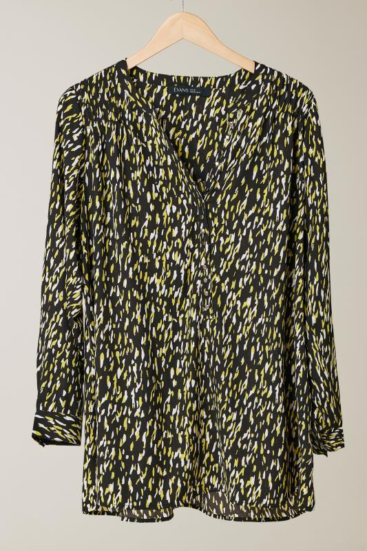 EVANS Plus Size Black Abstract Print Notch Neck Blouse | Evans  5