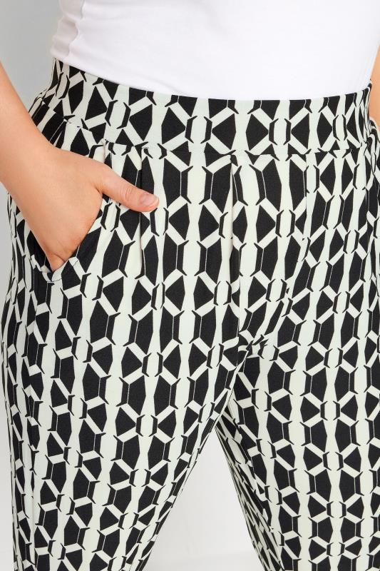 YOURS Curve Black Geometric Print Double Pleat Harem Trousers | Yours Clothing 4