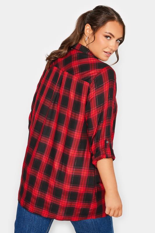 YOURS Curve Plus Size Red Check Print Shirt | Yours Clothing  4