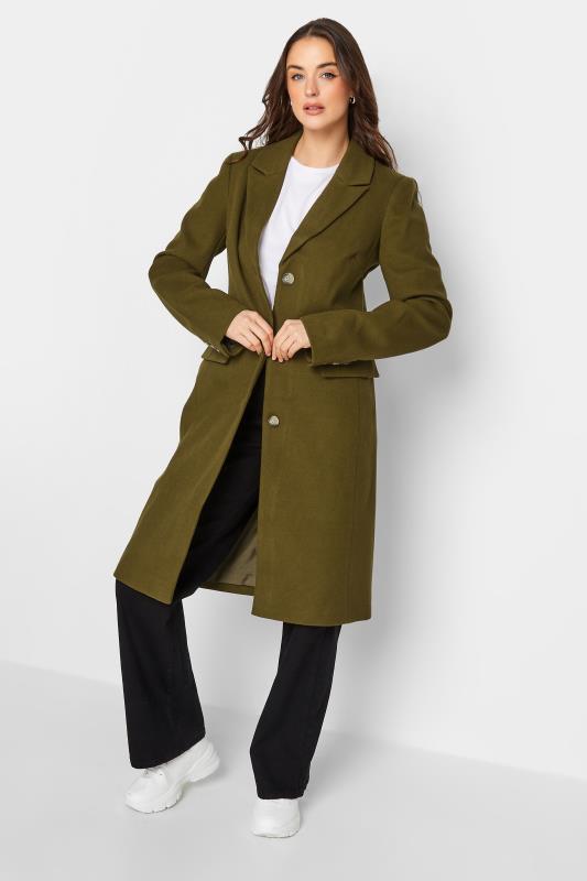 LTS Tall Women's Khaki Green Midi Formal Coat | Long Tall Sally 1