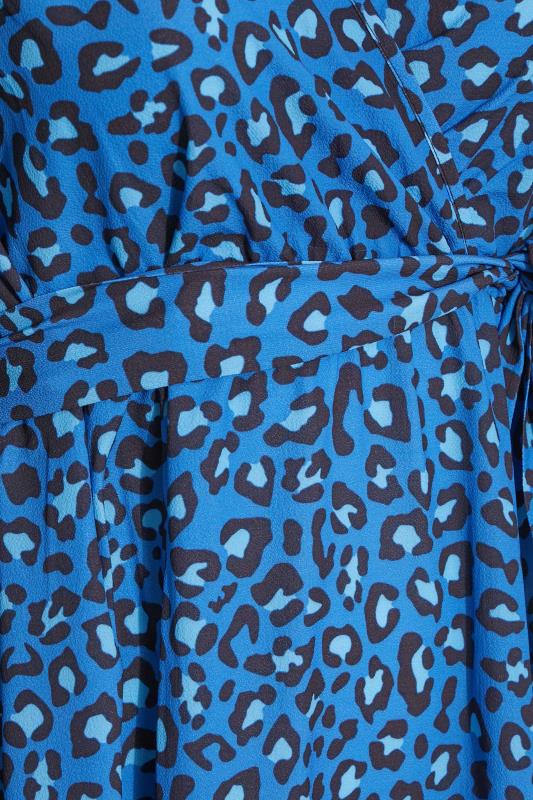 YOURS LONDON Curve Blue Leopard Print Wrap Dress 5