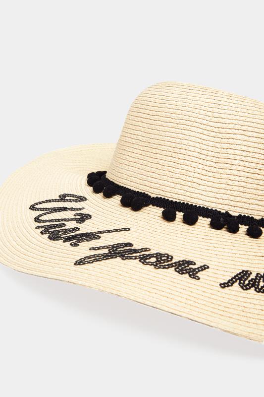 Cream 'Wish You Were Here' Floppy Straw Hat | Yours Clothing 4