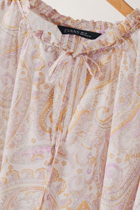 EVANS Plus Size Pink Paisley Print Tie Neck Blouse | Evans 7