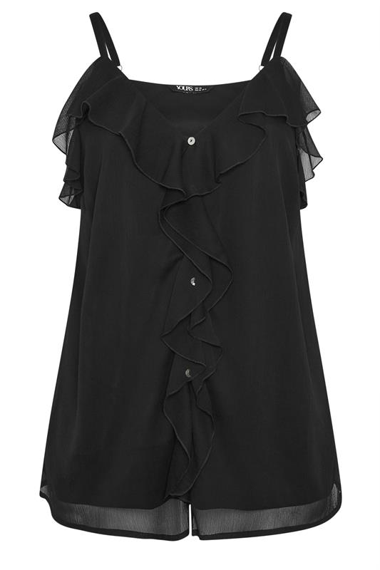 YOURS Plus Size Black Ruffle Vest Top | Yours Clothing 6