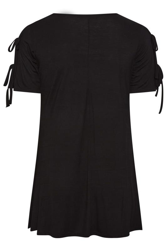 LIMITED COLLECTION Plus Size Black Tie Sleeve Top | Yours Clothing 7