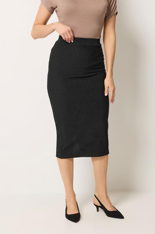 LTS Tall Women's Black Textured Midi Skirt | Long Tall Sally 2