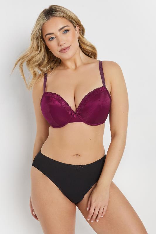 M&Co 2 PACK Burgundy Red & Black Satin T-Shirt Bra | M&Co 5