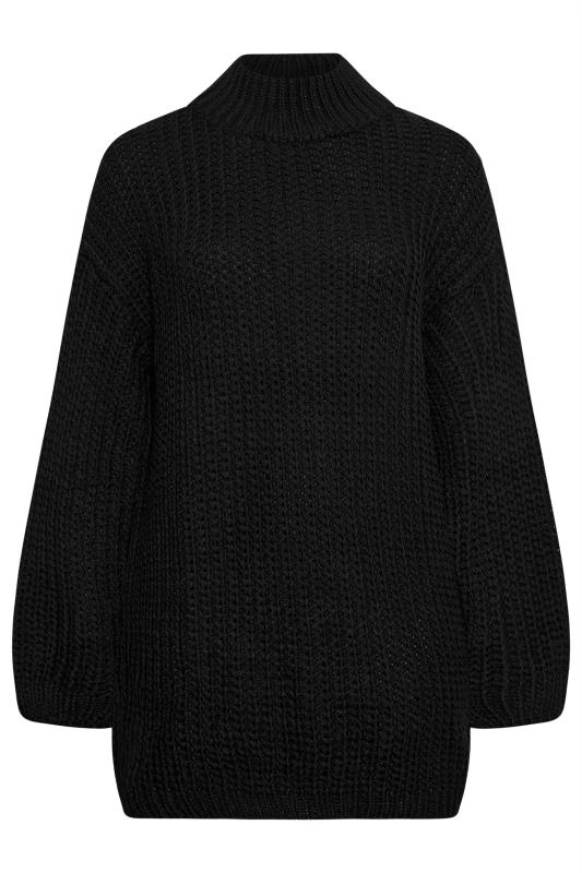 YOURS Plus Size Black Funnel Neck Oversized Knitted Jumper | Yours Clothing 5