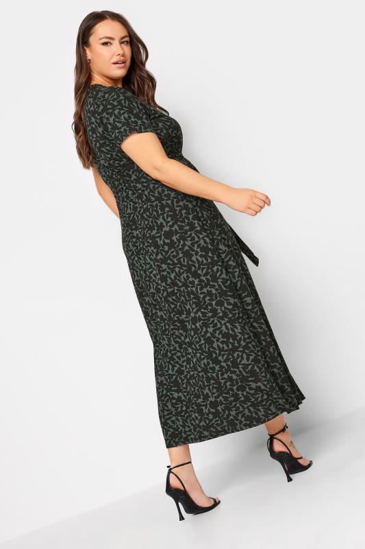 YOURS Plus Size Khaki Green Floral Print Wrap Maxi Dress | Yours Clothing 4