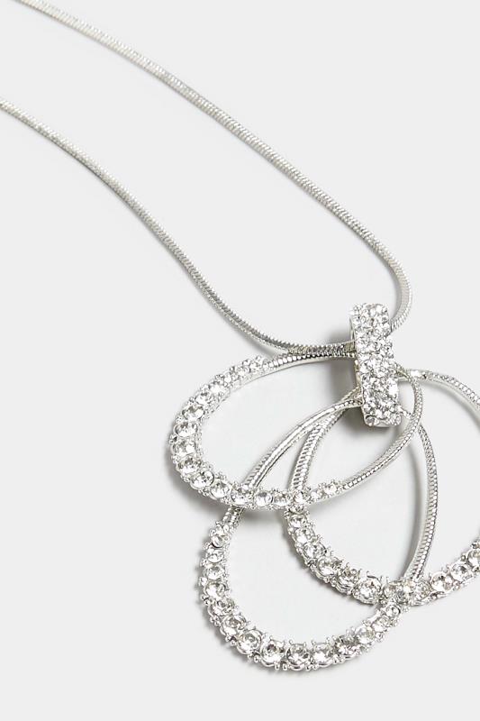 Silver Diamante Circle Long Chain Necklace | Yours Clothing 4