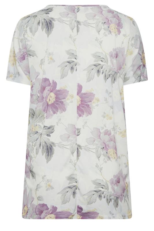 YOURS Curve Plus Size White Floral Print T-Shirt | Yours Clothing  6
