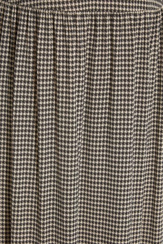 LTS Tall Beige Brown Dogtooth Check Midaxi Tiered Dress 5