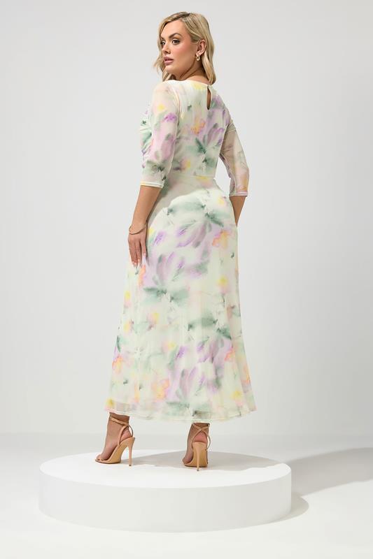 YOURS LONDON Plus Size Ivory White Abstract Keyhole Detail Maxi Dress | Yours Clothing 2