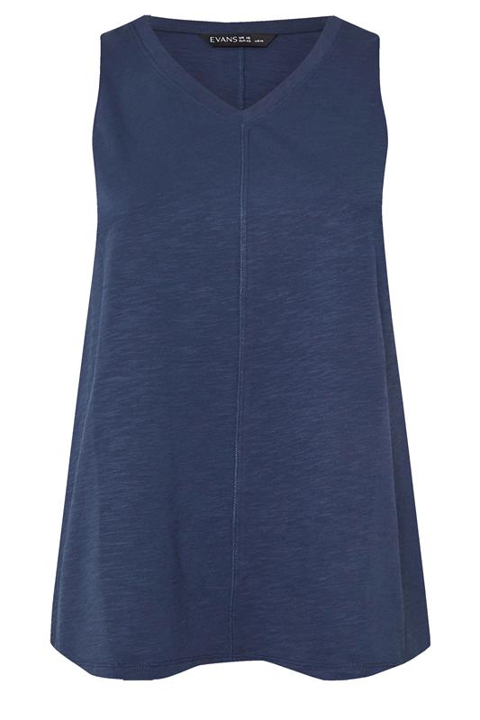 EVANS ESSENTIAL 4 Pack Navy Blue & White Vest Tops | Evans 8