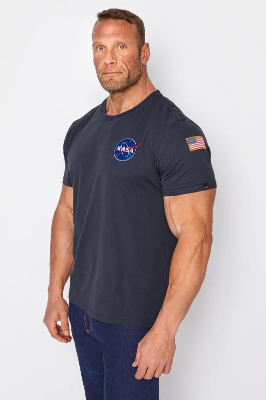 Großen Größen T-Shirts ALPHA INDUSTRIES Big & Tall Navy Blue NASA Space Shuttle T-Shirt