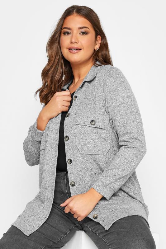 Plus Size Grey Button Through Shacket | Yours Clothing 4