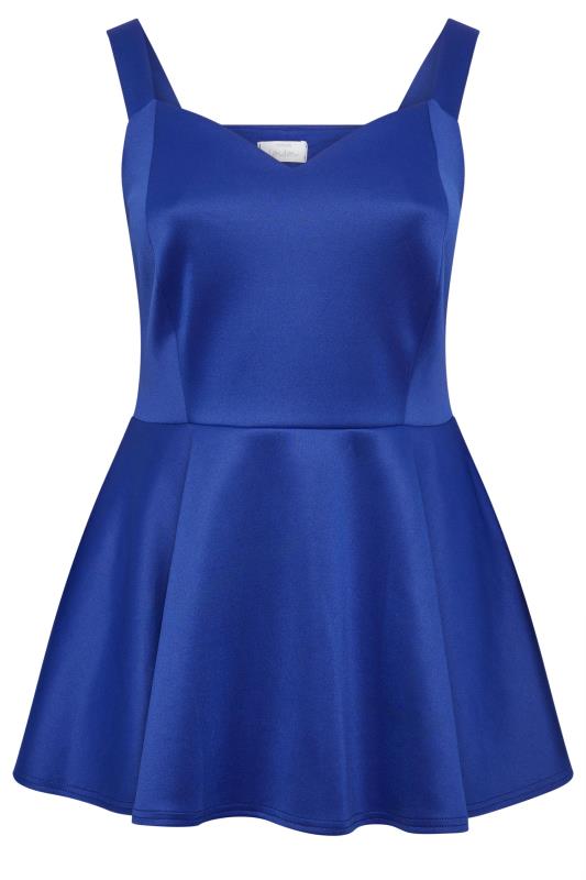 YOURS LONDON Plus Size Blue Bow Back Peplum Top | Yours Clothing 5