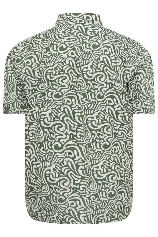 ESPIONAGE Big & Tall Olive Green Abstract Print Shirt | BadRhino 5