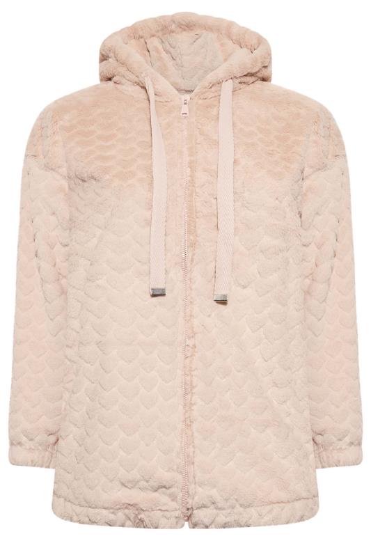 YOURS LUXURY Plus Size Beige Brown Heart Faux Fur Jacket  | Yours Clothing 6