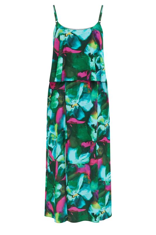 Plus Size  YOURS LONDON Curve Green Floral Print Overlay Maxi Dress