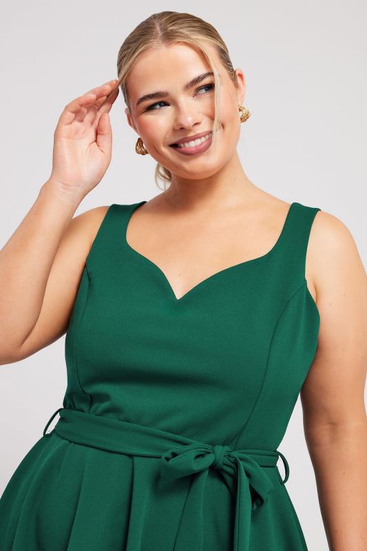 YOURS LONDON Plus Size Green Sleeveless Peplum Top | Yours Clothing 4