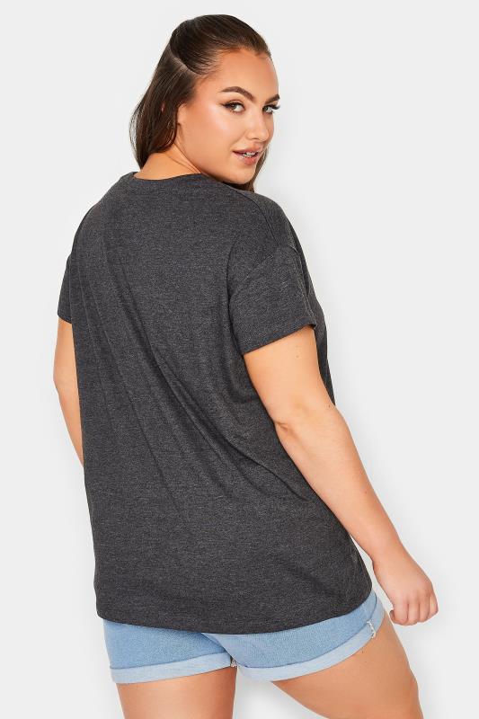 YOURS Plus Size Charcoal Grey 'J'adore' Lips Foil Print T-Shirt | Yours Clothing  4