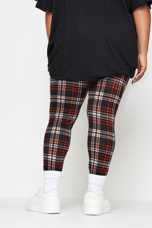 YOURS Plus Size Black & Red Check Print Leggings | Yours Clothing 3