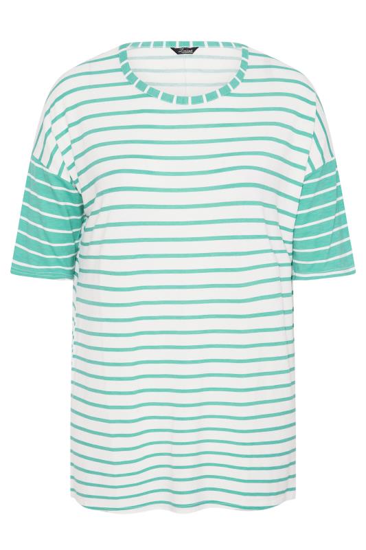 LIMITED COLLECTION Curve Green & White Stripe Oversized T-Shirt_F.jpg