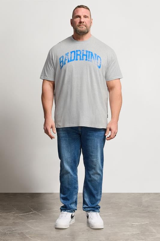 BadRhino Big & Tall Grey Distressed Graphic T-Shirt | BadRhino 2