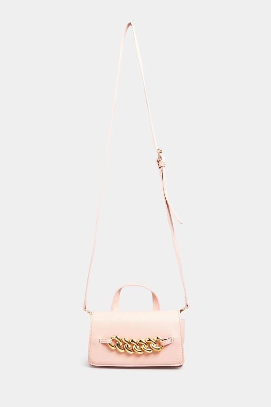 Plus Size Pink Croc & Gold Chain Mini Bag  | Yours Clothing 2