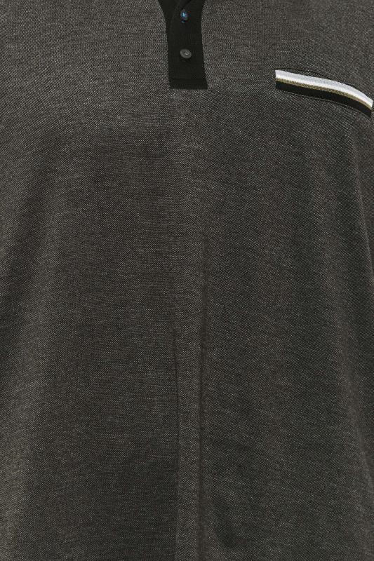D555 Big & Tall Grey Pique Tipped Polo Shirt | BadRhino 2