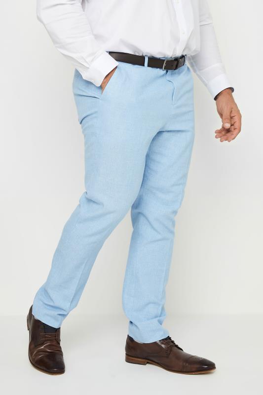 BadRhino Big & Tall Light Blue Linen Suit Trousers | BadRhino 2