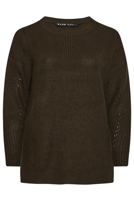 YOURS Plus Size Chocolate Brown Knitted Jumper | Yours Clothing 5