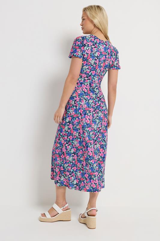 M&Co Pink Floral Short Sleeve Midi Dress | M&Co 5