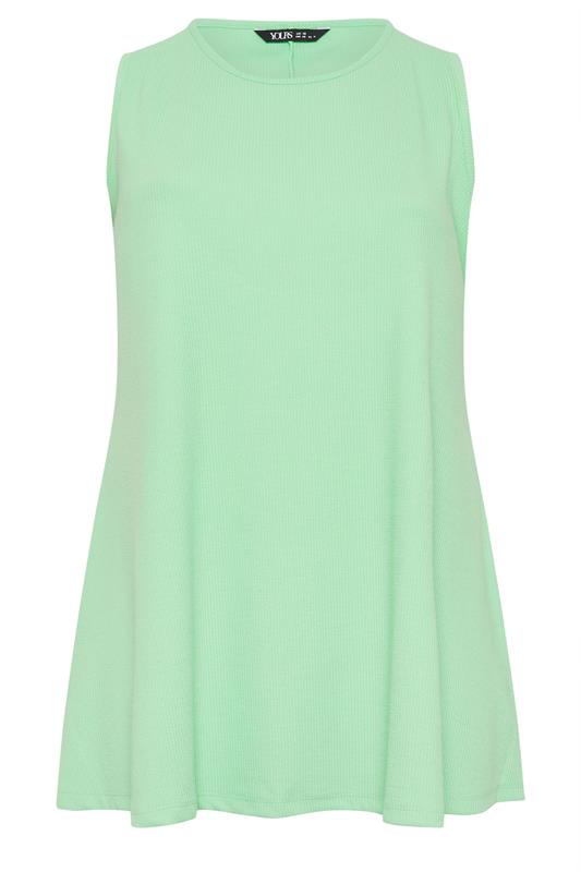 YOURS Plus Size Green Soft Touch Swing Vest Top | Yours Clothing 5