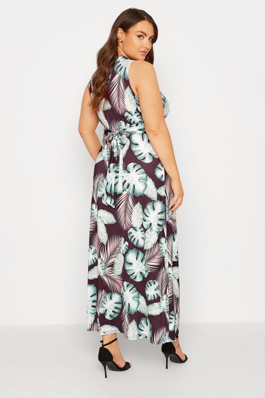 YOURS LONDON Plus Size Purple Tropical Print Knot Front Maxi Dress |Yours Clothing 3
