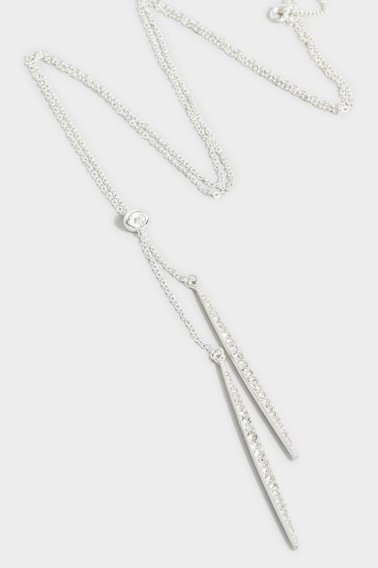 Silver Diamante Teardrop Necklace | Yours Clothing 3