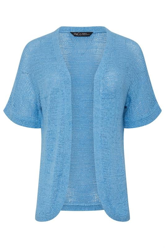 M&Co Blue Short Sleeve Tape Knit Cardigan | M&Co 5