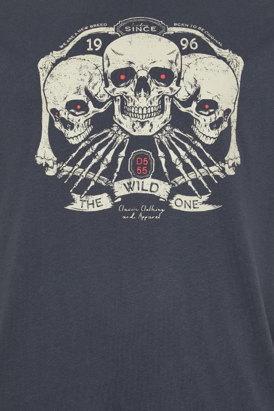 D555 Big & Tall Blue Trio of Skulls T-Shirt | BadRhino 4