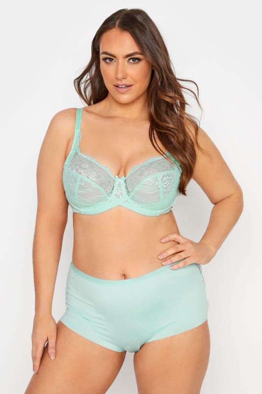Plus Size Mint Green Stretch Lace Non-Padded Underwired Balcony Bra | Yours Clothing 1