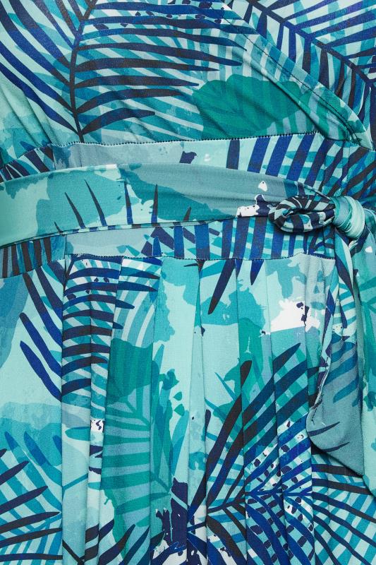 YOURS Plus Size Blue Leaf Print Wrap Maxi Dress | Yours Clothing 5