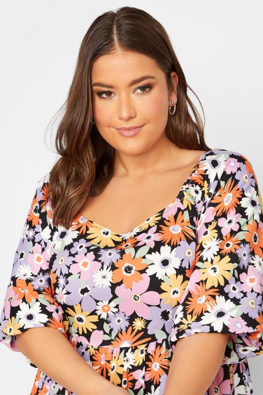 YOURS Curve Plus Size Purple Floral Peplum Top | Yours Clothing  5
