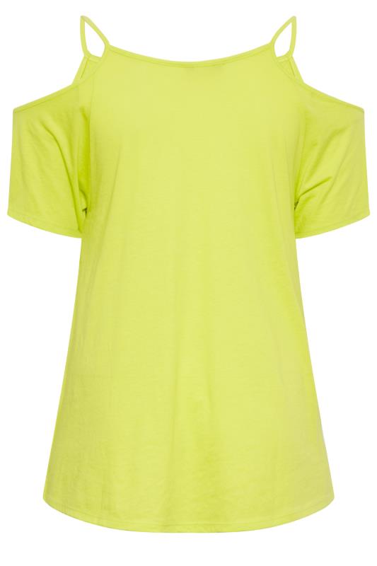 YOURS Plus Size Lime Green Cold Shoulder Top | Yours Clothing 7
