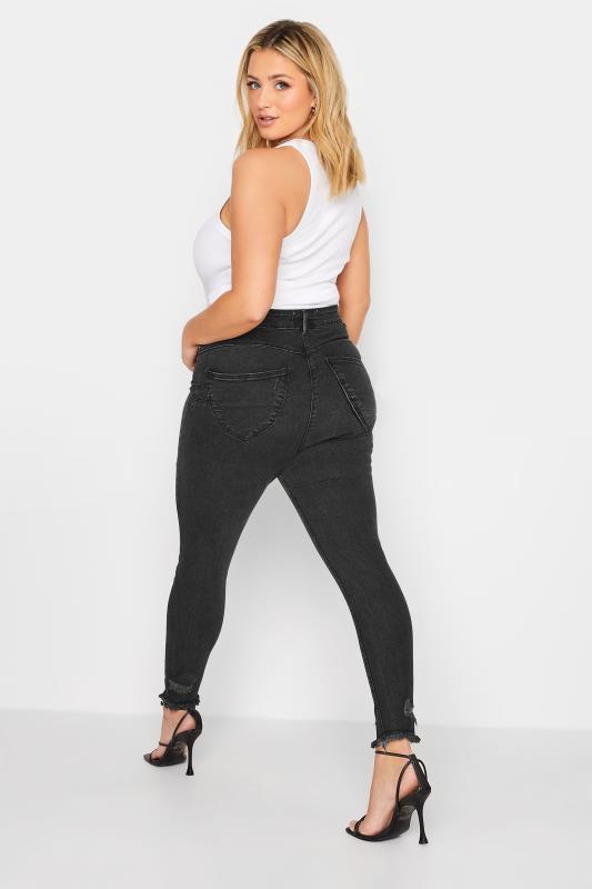 Plus Size Black Distressed AVA Lift and Shape Skinny Jeans | Yours Clothing 3